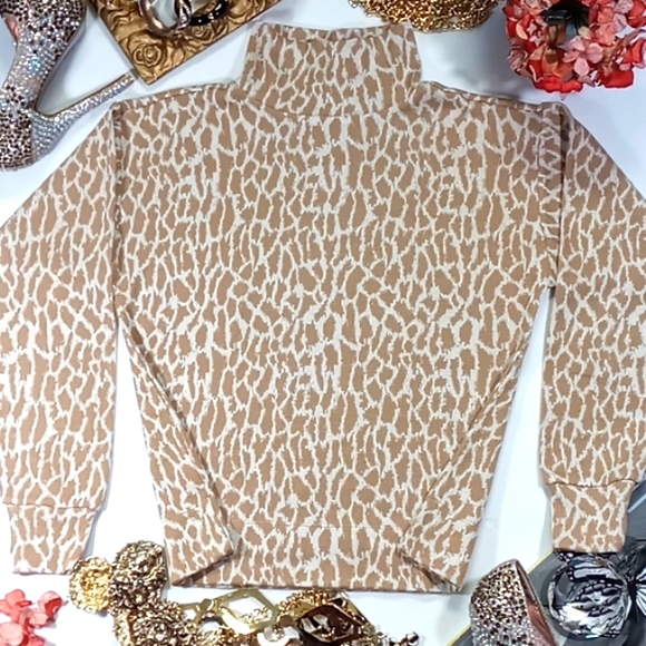"LOFT" Animal Print XS Earthy Granola Girl Mock Neck Pullover Sweater - Picture 2 of 14